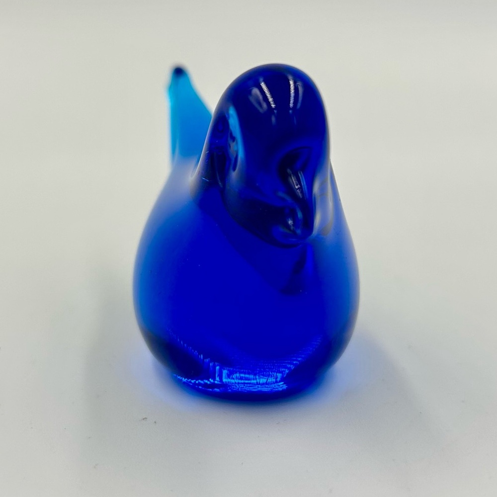 Hand-blown Cobalt Bluebird of Happiness Glass Collectible Paperweight Gift - Picture 4 of 7